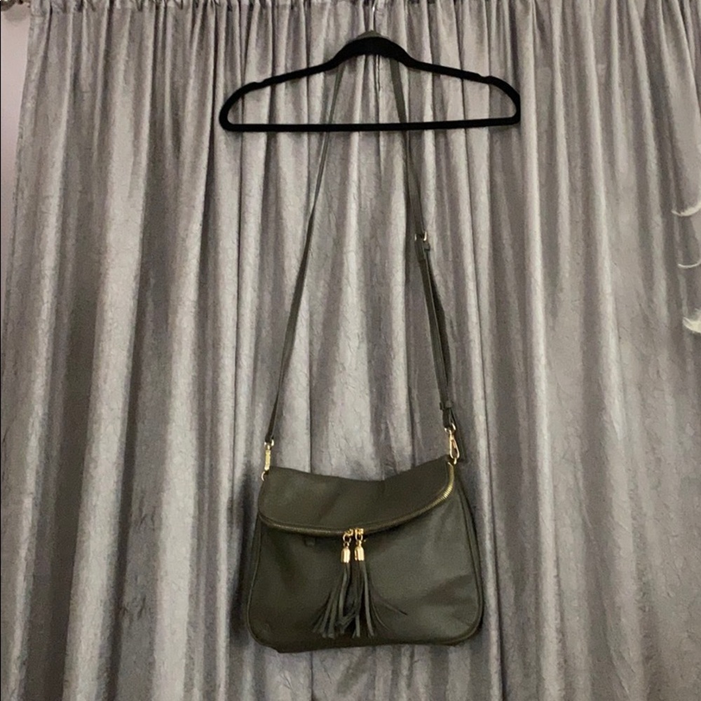 Grey crossbody bag  gold hardware